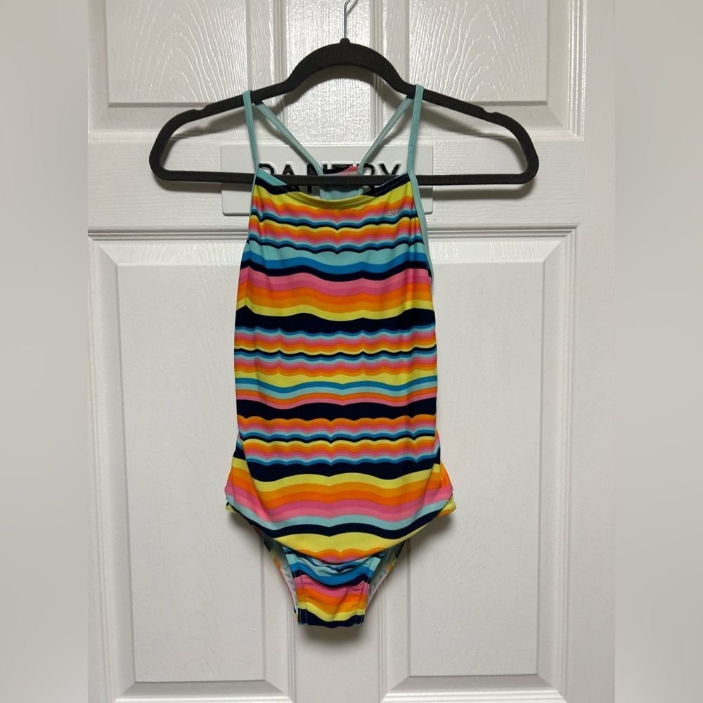 speedo girl’s swimsuit striped multicolor Size Large